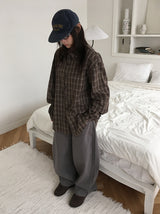 [unisex] タンテニンチェックロングスリーブシャツ