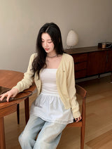 Motif Raglan V-neck Knit Cardigan (6color)