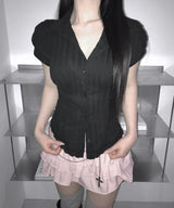 lace puff blouse (2colors)