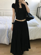 Plain Can Can Long Skirt (2 colors)