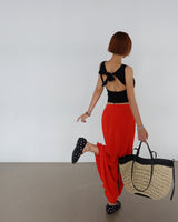 Back Slit Ribbon Knot Round Sleeveless