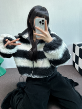 CURLY STRIPE INSIDE PADDING JACKET 🖤🤍