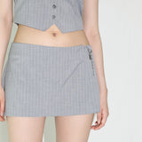 Pinstripe Skirt with Shorts - GREY