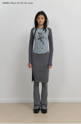 Button Slit Midi Skirt / Charcoal