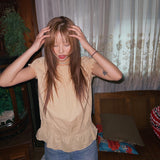 (2color) Smocked Puff Cap Flare Blouse