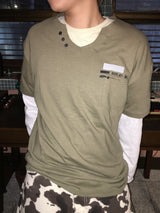 Vintage V-Neck Short Sleeve T-Shirt (3c)