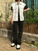 LOOSE FIT WHITE DENIM VEST code 21011