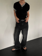 Flow 3 button henley neck t-shirts(4color)