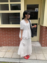 Pombo Tiered Frill Over Fit Short Sleeve Puff Blouse