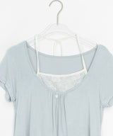 Hiwaku Flower Sleeveless Layered Shirring Short Sleeve Tee