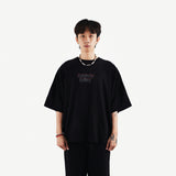 HIERARCHY STUDIOS TMTNW - ブラックバーンアウトワイドオーバーサイズTシャツ