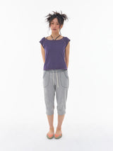Easy Cropped Pants Melange Grey