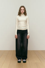 CHERRY BASIC HALF NECK T-SHIRT [IVORY]