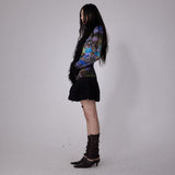 SHEISSHE/MULTIPLE-ZIPPER LACE SHORT SKIRT