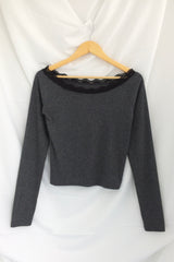 Feminine Flat Neck Long T-Shirt