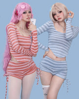 lイリー ストライプ クロップ ニット トップ (3color)