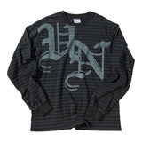 Untitled ビギニング ストライプビッグロゴサルファーダイ長袖 Faded Black
