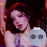 [クォン・ウンビ Piercing] メタルローズピアス - Silver Color