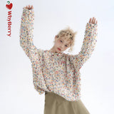 WhyBerry 22AW "Rainbow Sugar Sweater" Original Hooded Thick Sweater Lazy Knitted Sweater