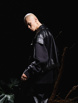 RELABEL 24AW Bug-Owned Form Half-High Standing Collar Deconstructed Contour Shoulder Leather Jacket