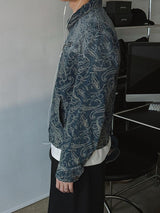 ASCLO Jacquard Denim Zipper Jacket (2color)