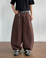 Brown Curved Denim Pants