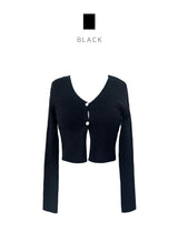 Daisy two button V-neck crop long sleeve cardigan (6 colors)