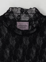 フラワーレースレイヤードTシャツ ブラック