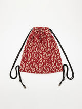 【MADE】boheme leopard knit string bag [red]