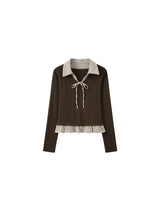 Duelly Ribbon Collar Layered Knit 233239008