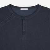 Double Washed Henley Neck Long Sleeve