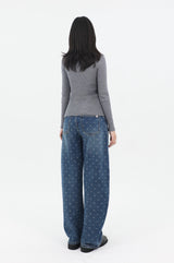 RIBBON-DYED CURVED FIT DENIM_BLUE code 26015