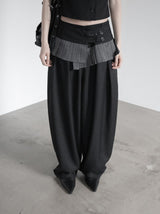 Curved Balloon Pleated Wrap Slacks
