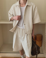 Bound Tweed Half Shirt Jacket 