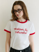 MAISON DE ROLA リンガーTシャツ ホワイト+レッド