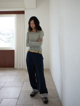 WIDE CUFFS COTTON PANTS (BLUE)