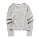 RIBBON PUNCHING CARDIGAN_GRAY