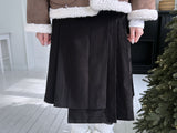 wool unbalanced pleats midi sk(2color)