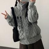 Yunokoシックハイネックニットカーディガン