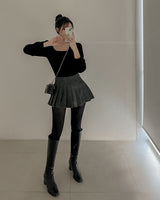 Pleated mini skirt pants