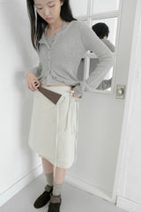 check wrap cotton midi skirt(2colors)