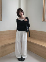 Chaerin Deep U-Neck Two-Way Layered T-Shirt