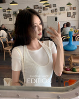 [MADE] Myun layered short‑sleeve knit
