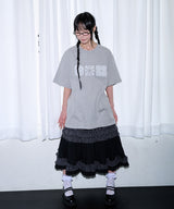 レースフラワーTシャツ - グレー