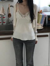 Satin Lace Sleeveless Top (2 colors)