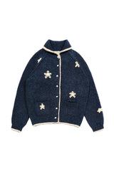 フラワーカラーニットカーディガン [Navy]