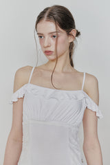 ペタルラッフルドレス white