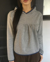 Peo Dot Color Shirring Hooded T-Shirt