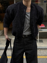 Slub strip denim pants