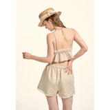 [GirlyFancyClub] Pastiel Style* Kaki Casual Lace Pants